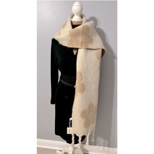 Women's double sided fluffy Scarf, OS, Tan and White